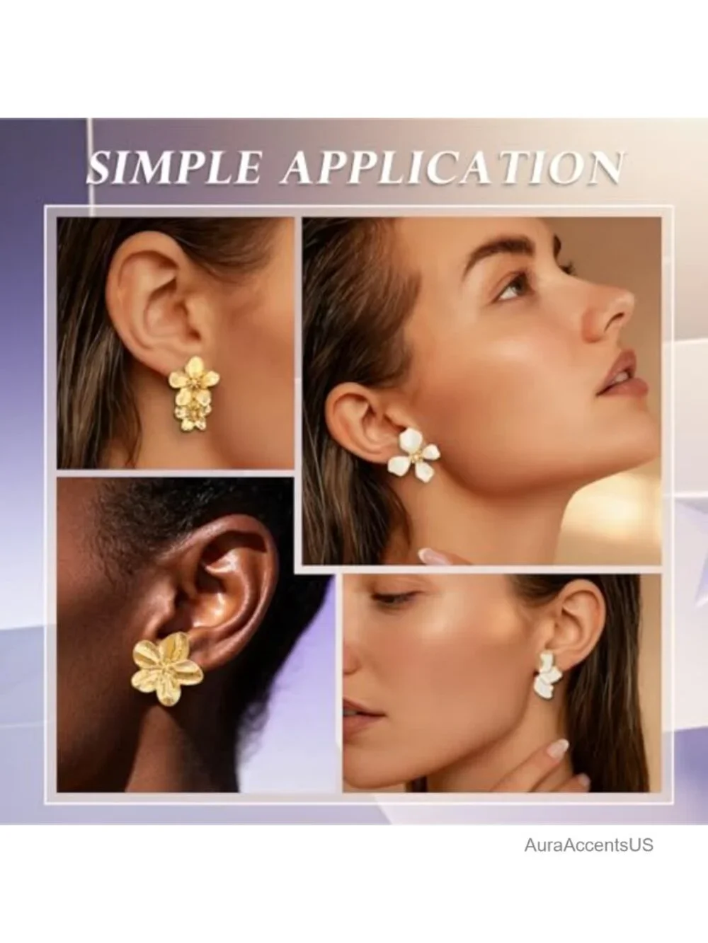 6 Pairs Flower Statement Earrings Set Gold Chunky Dangle Stud for Women